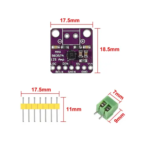 [22557744] MAX98357 I2S 3W Class D Amplifier Interface Audio Decoder Module Filterless Board For Raspberry Pi ESP32