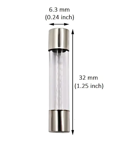 [8478] 5A Big Glass Fuse 10A 6.35x32mm ( Pack of 3 )