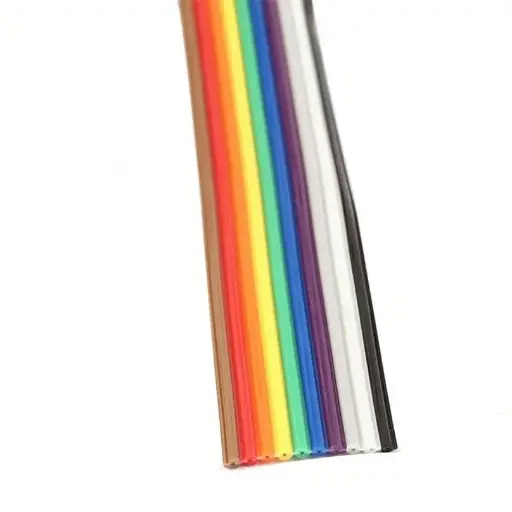 [12479] 10 Wire Rainbow Color Flat Ribbon IDC Wire Cable – 1 Meter- 14/38 